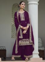 Georgette Wine Festival Wear Embroidery Work Plazzo Suit